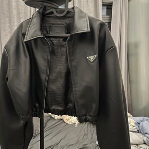 Cropped leather jacket size S